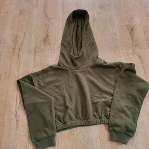 Naked Wardrobe Cropped Green Sweatshirt Sized Medium